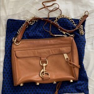 Brown leather mini Mac bag